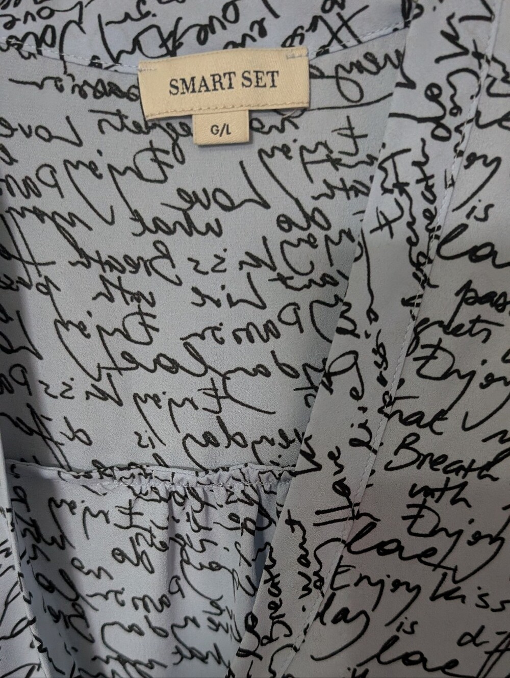 Smart Set Script Tie-Front Blouse large *F16 - Picture 6 of 6